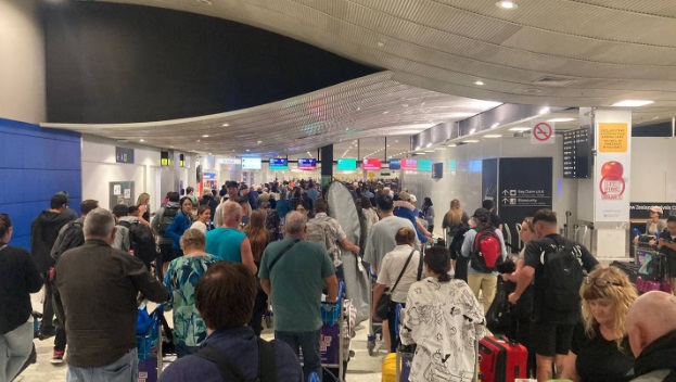 James Ryan described the airport as "a madhouse" amidst lengthy queues for arriving passengers....