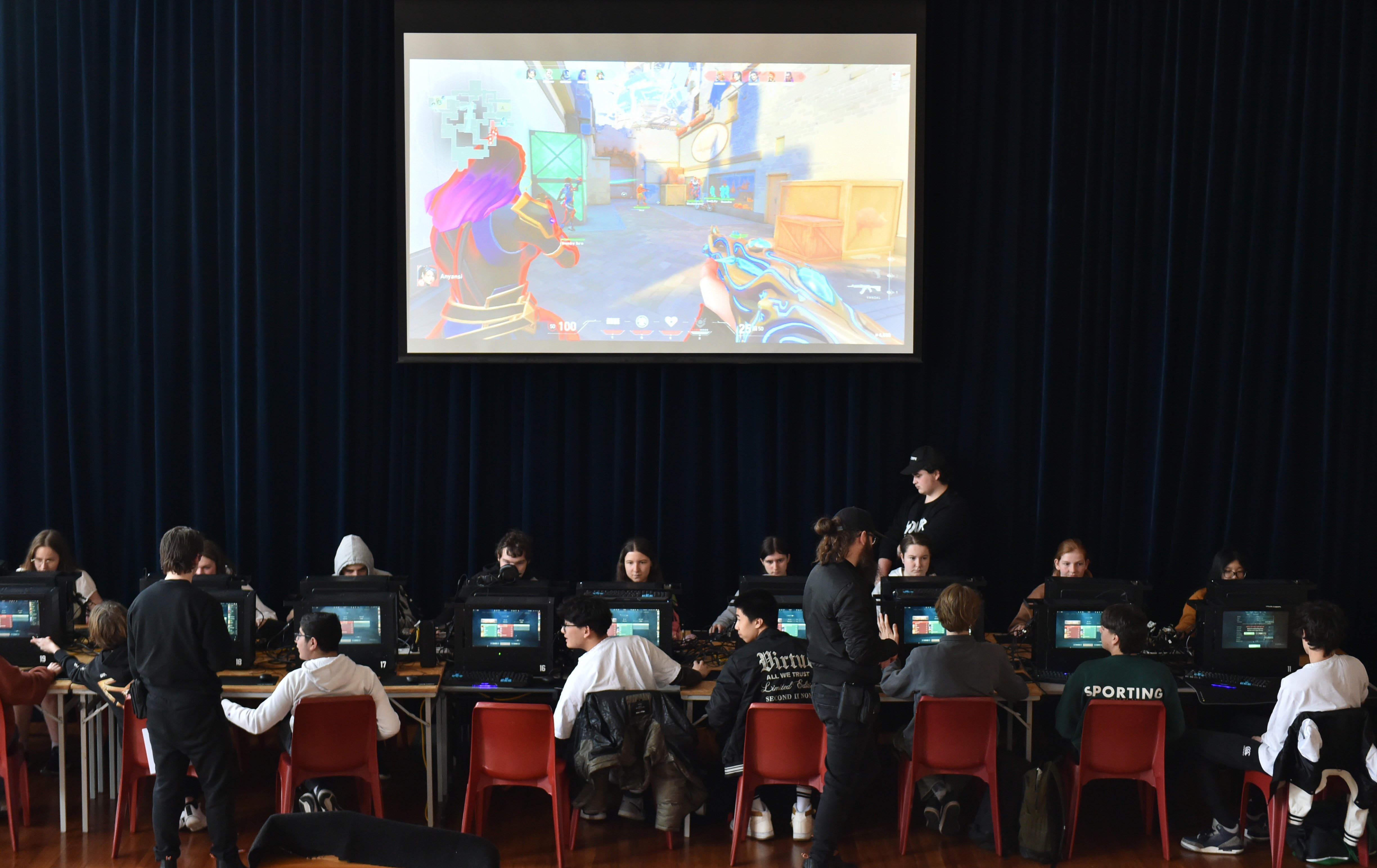 Pupils participate in the third annual e-sports brawl at the Otago Girls’ High School auditorium...