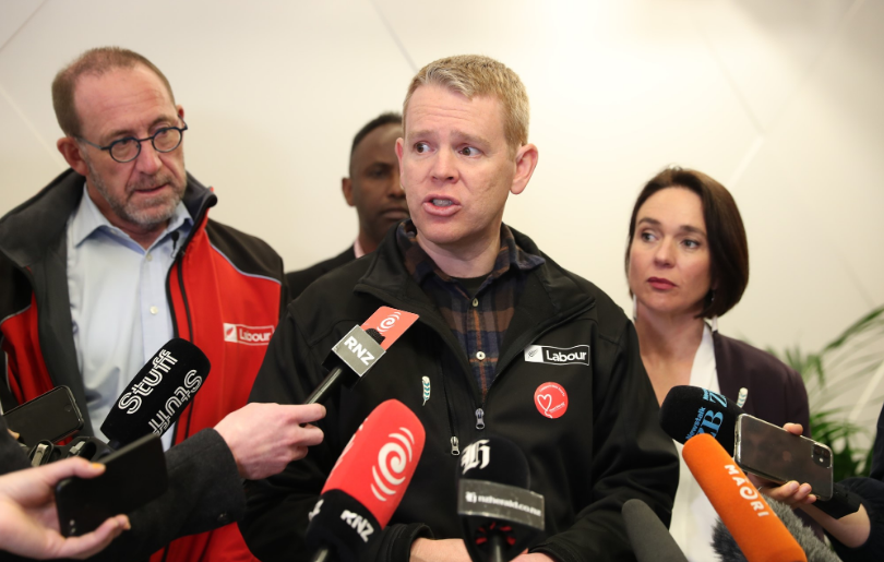 Chris Hipkins speaking to media in Lower Hutt today. Photo: NZ Herald