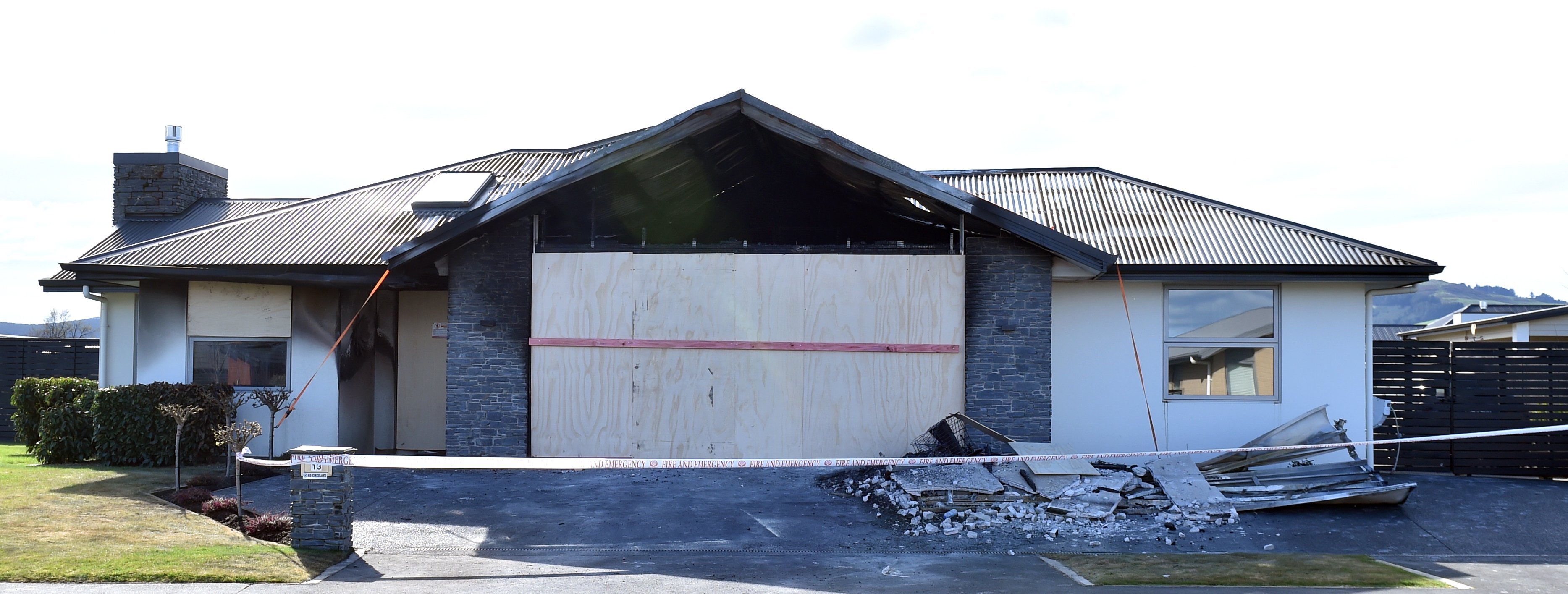 The garage of this Ayrshire Dr, Mosgiel house was damaged by a car fire at the weekend. PHOTO:...