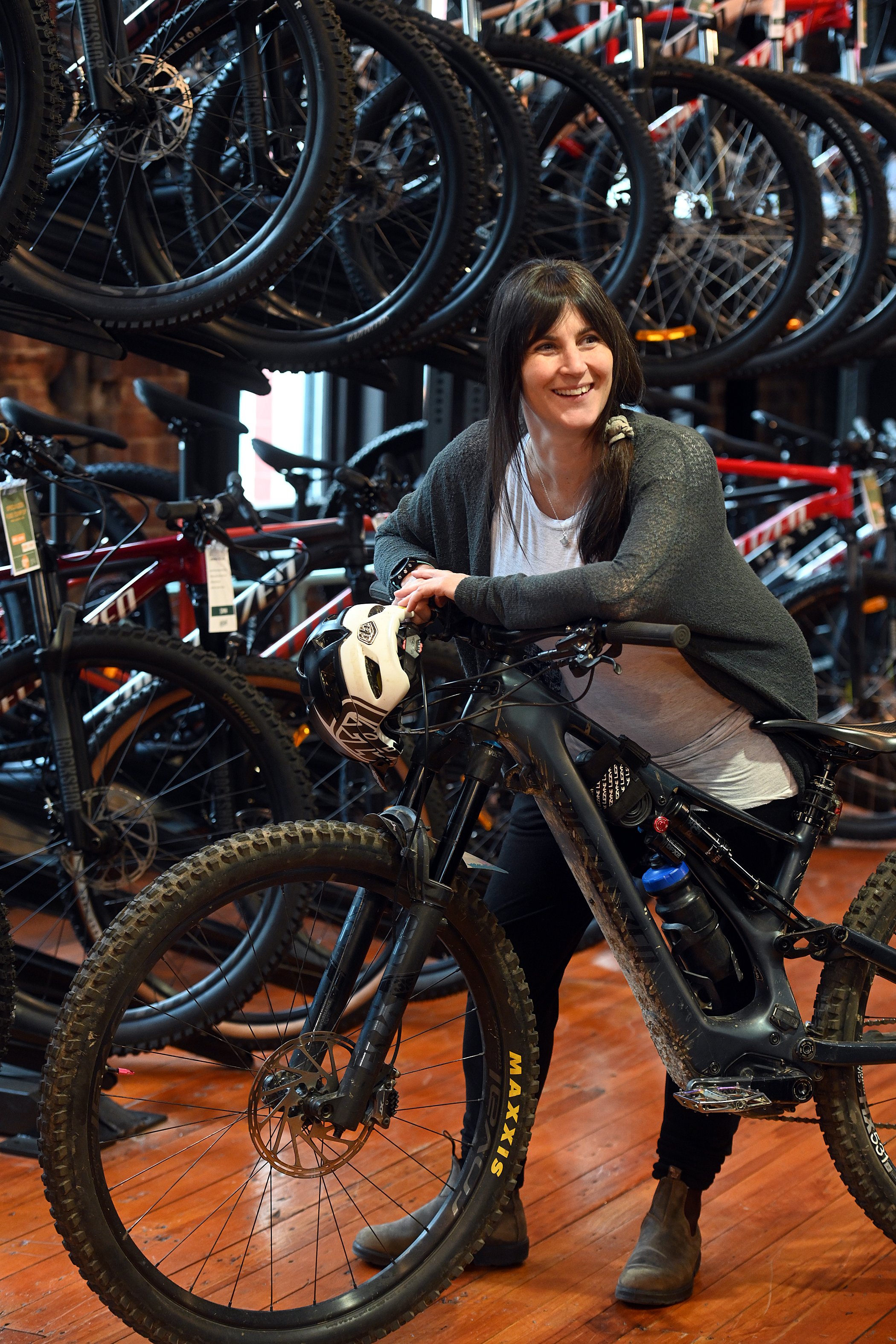 Senior ride consultant Nat Munns at Bikehouse Dunedin yesterday, preparing for Women’s Ride Month...