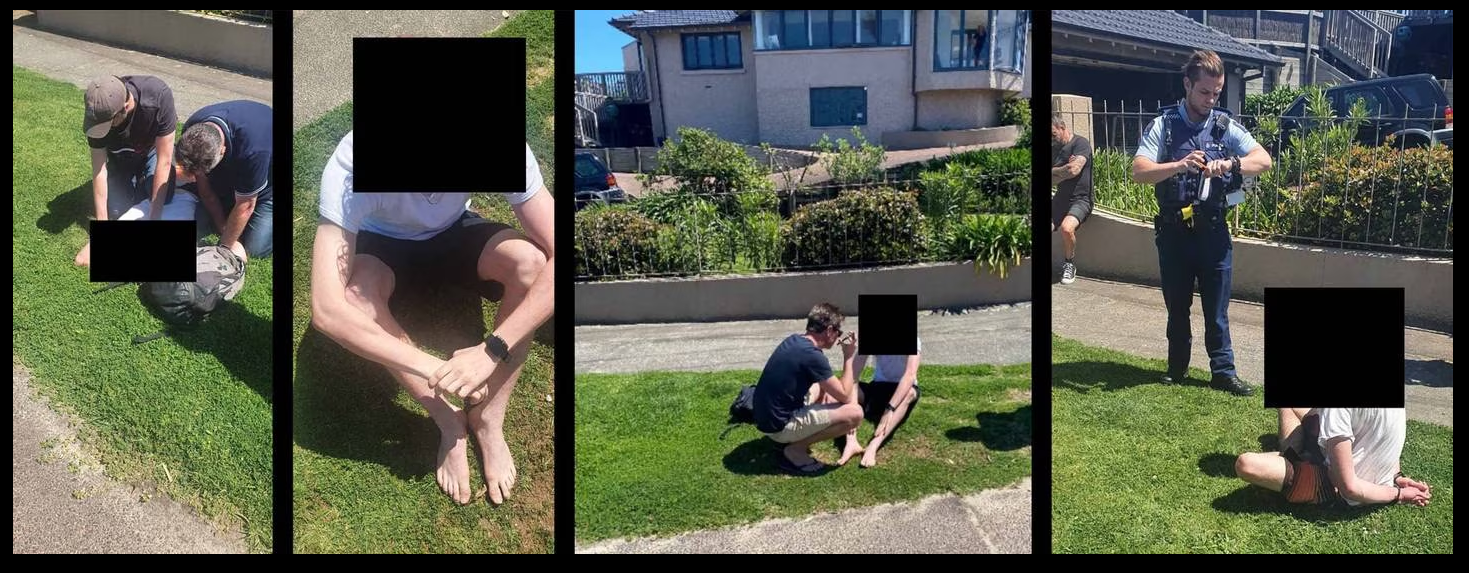 One of the teens in custody after police arrived. Photos: NZ Herald