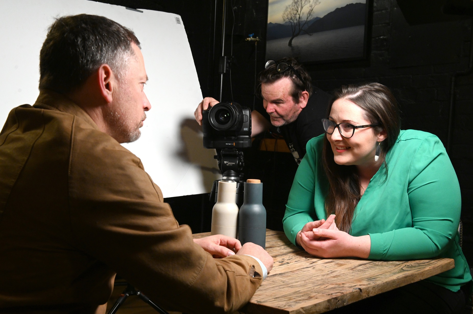 Actors Rimu Donovan and Emily Frith take part in a ScreenDUNEDIN workshop held at Swan Cafe, in...