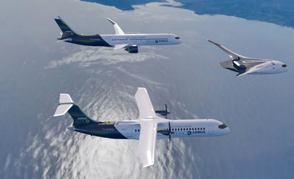 Airbus has created a programme called ZEROe to develop liquid hydrogen-powered planes. Photo:...