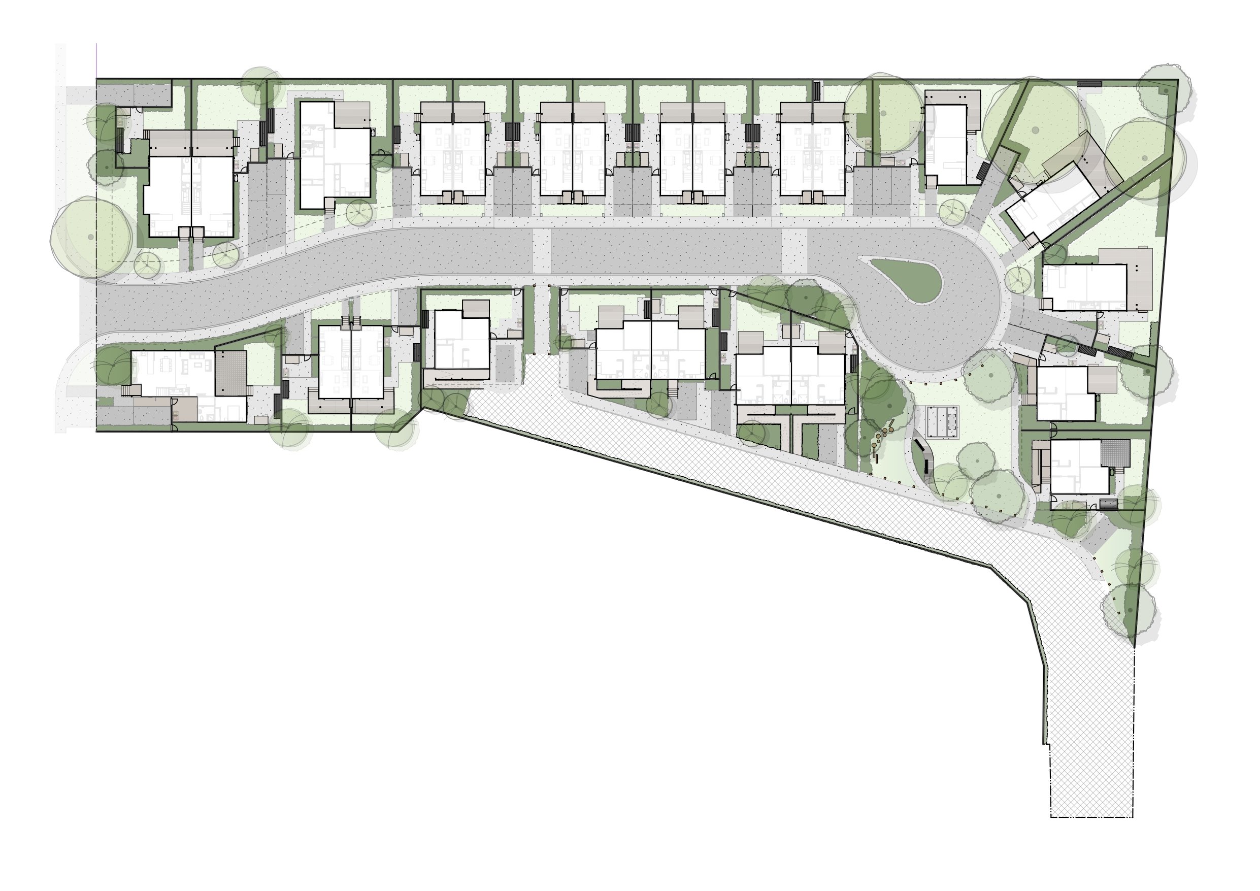 The concept plan for the proposed Kainga Ora housing development shows the layout of the site...