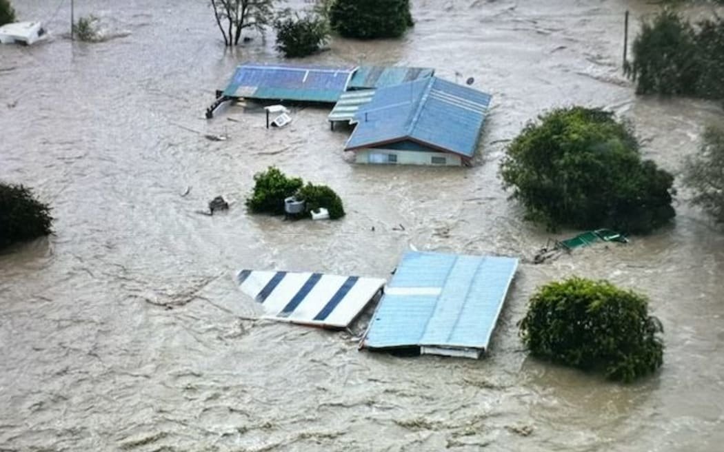 The township of Fernhill, west of Hastings after the Ngaruroro River burst its banks. Photo:...