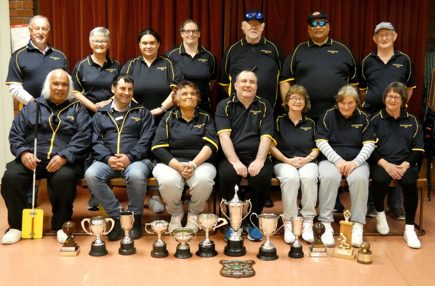 Gathering before travelling to the national championships are Otago Blind Indoor Bowling Club ...