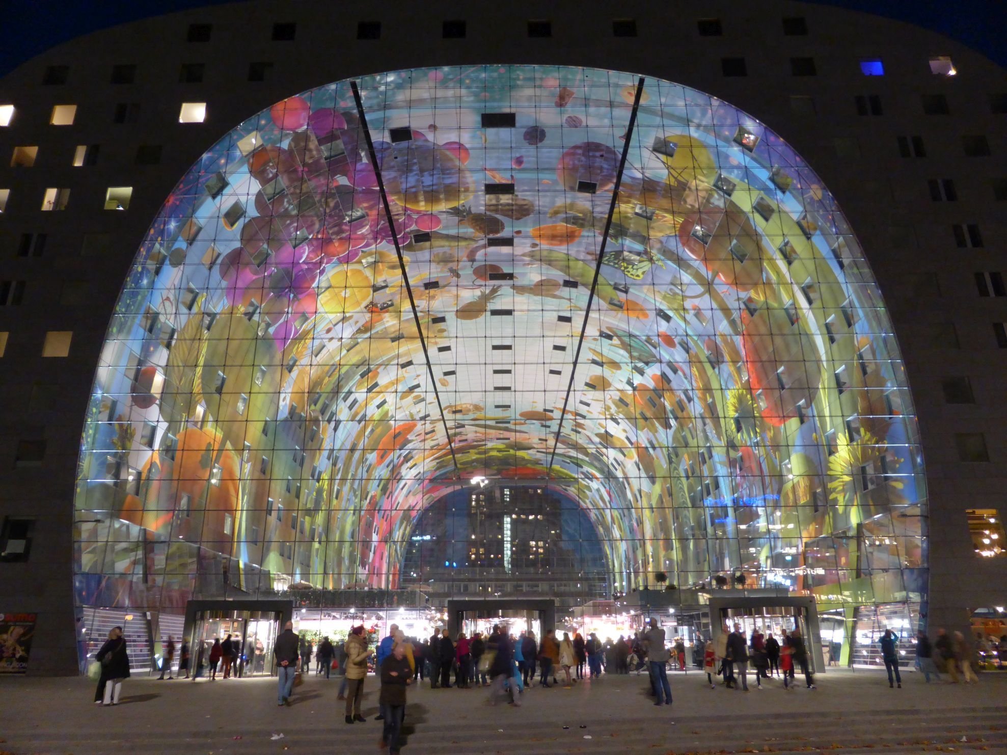 Ceiling murals in the Markthal, Rotterdam. Photo: supplied