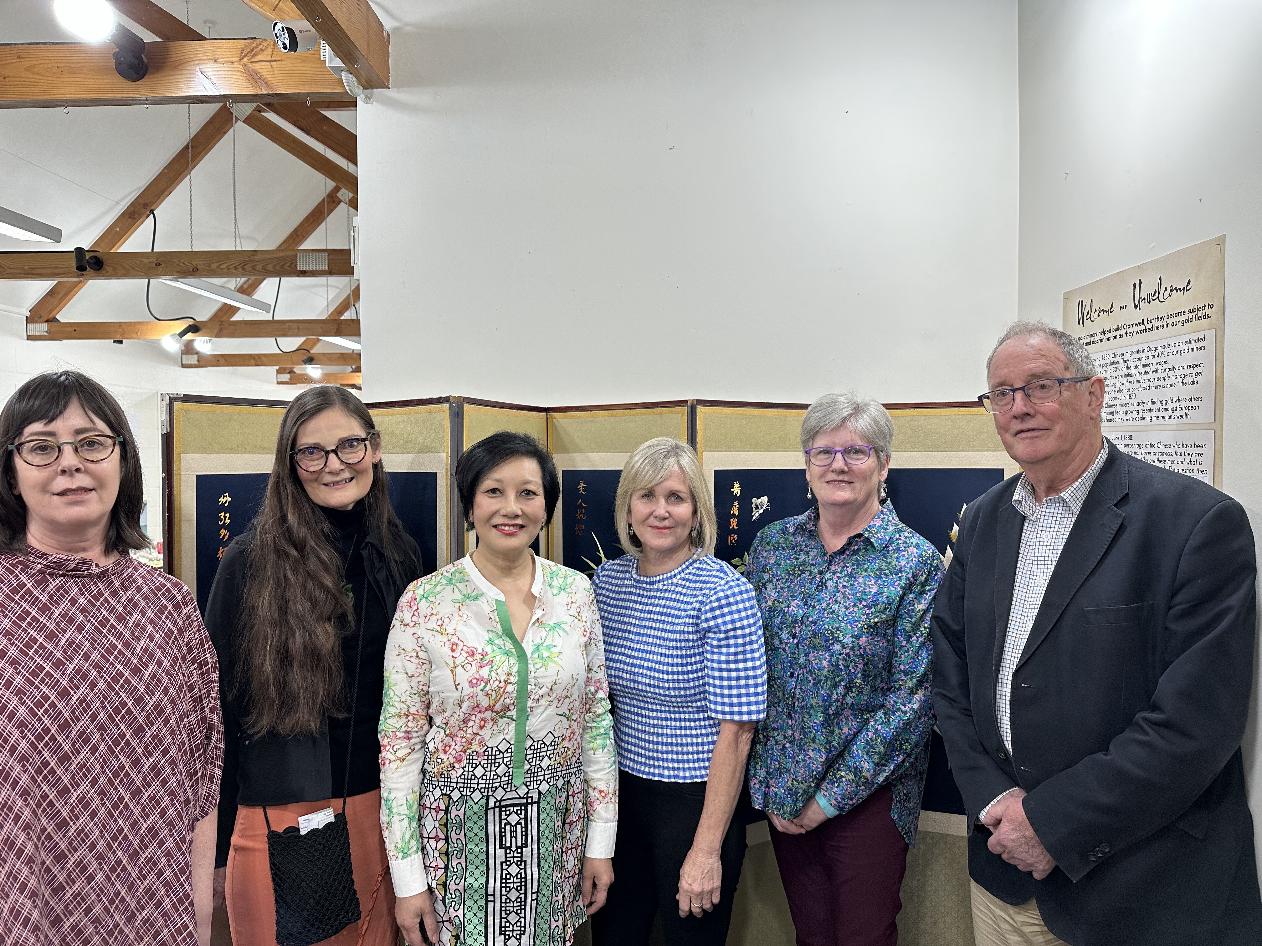 Celebrating the opening of the Hidden Threads exhibit at the Cromwell Museum last week are (from...