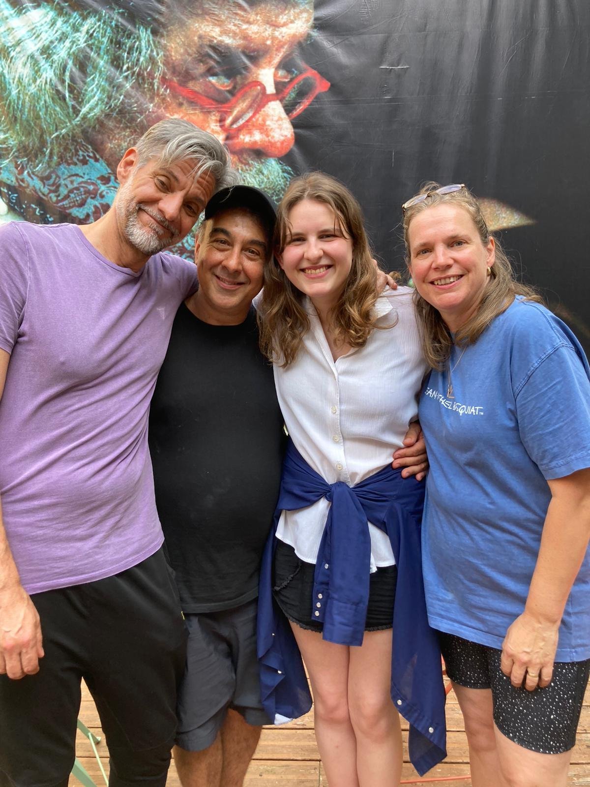 Blaise (second from left) and Sarah Barham (right) with Ecole Gaulier trainer David Coll Garcia...