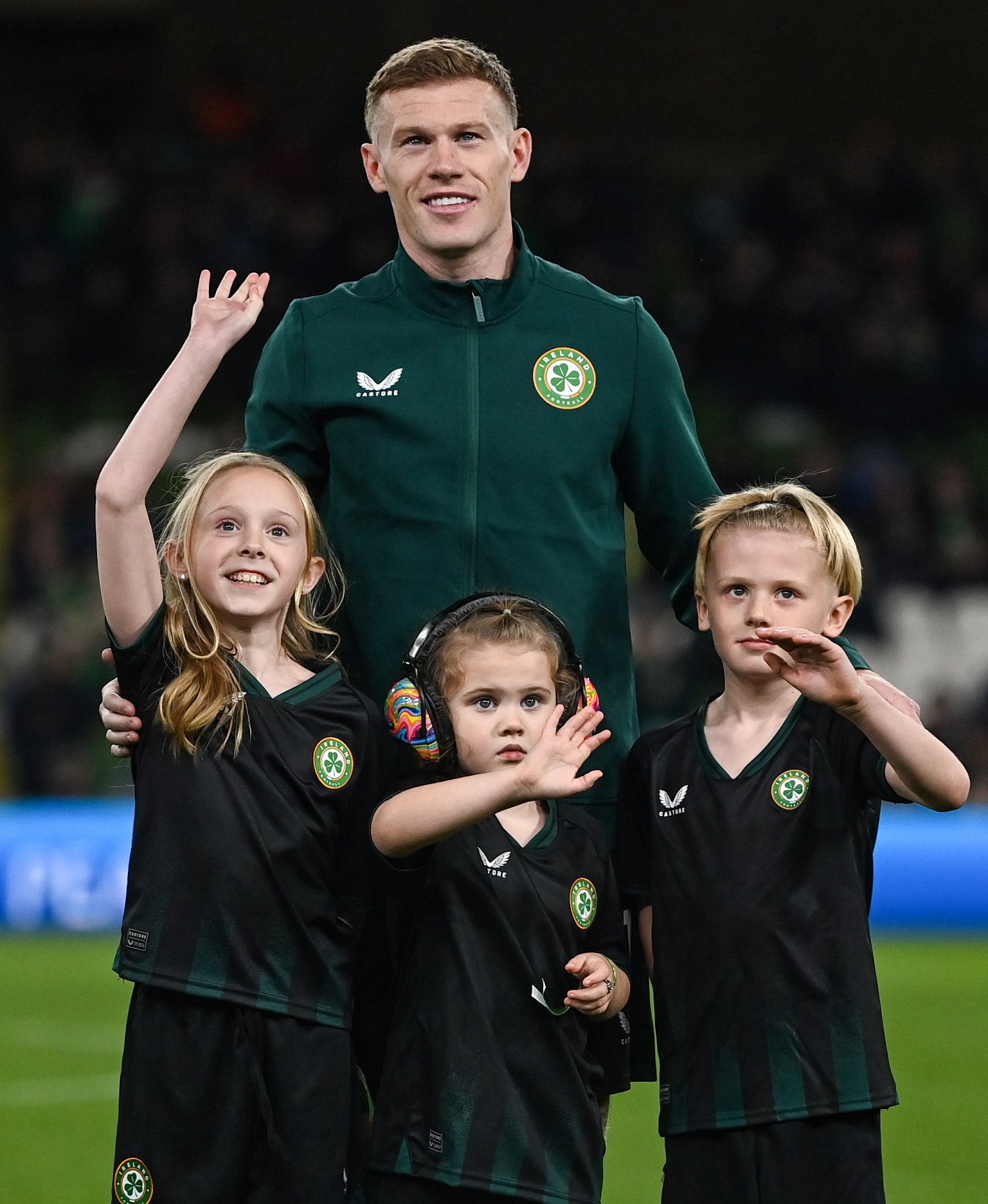 Republic of Ireland winger James McClean with his children (from left) Allie Mae, Willow Ivy and...