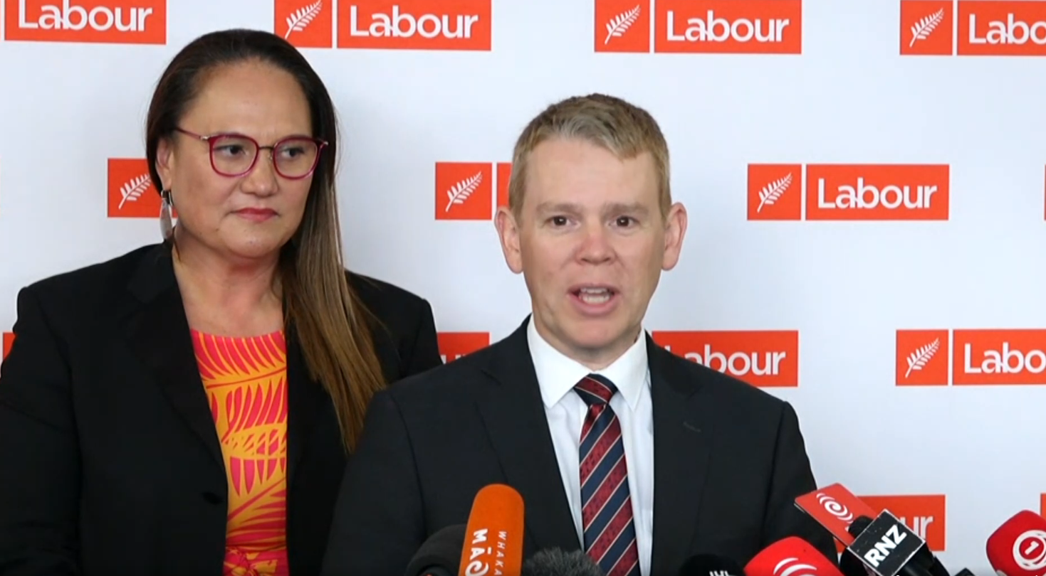 Carmel Sepuloni with Chris Hipkins after Labour's caucus meeting today. Image: NZ Herald