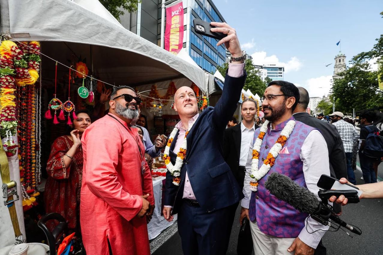 National Party leader and Prime Minister-elect Christopher Luxon at the Auckland Diwali Festival...