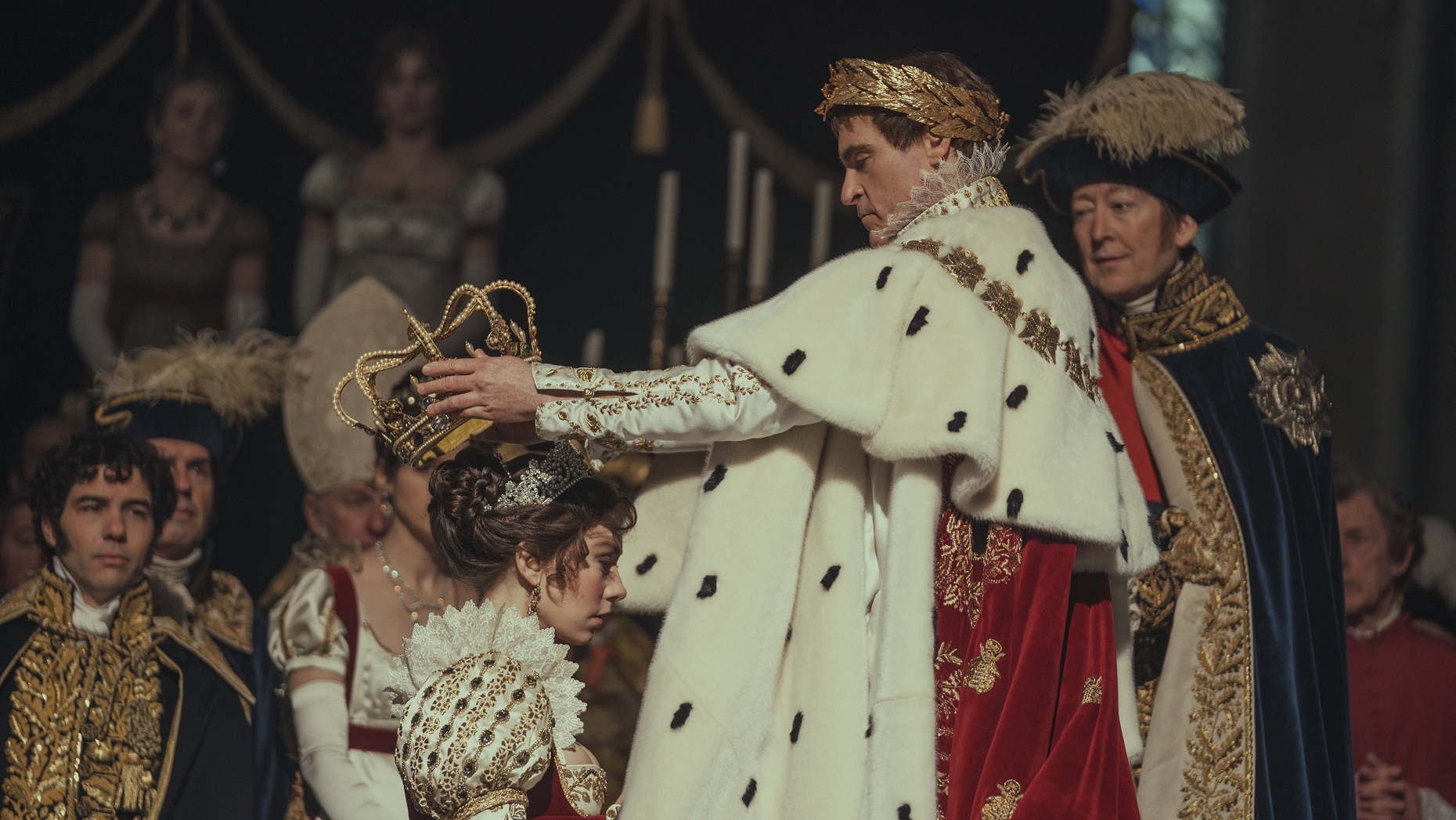 Vanessa Kirby and Joaquin Phoenix in Napoleon. Josephine’s coronation broke with traditional...