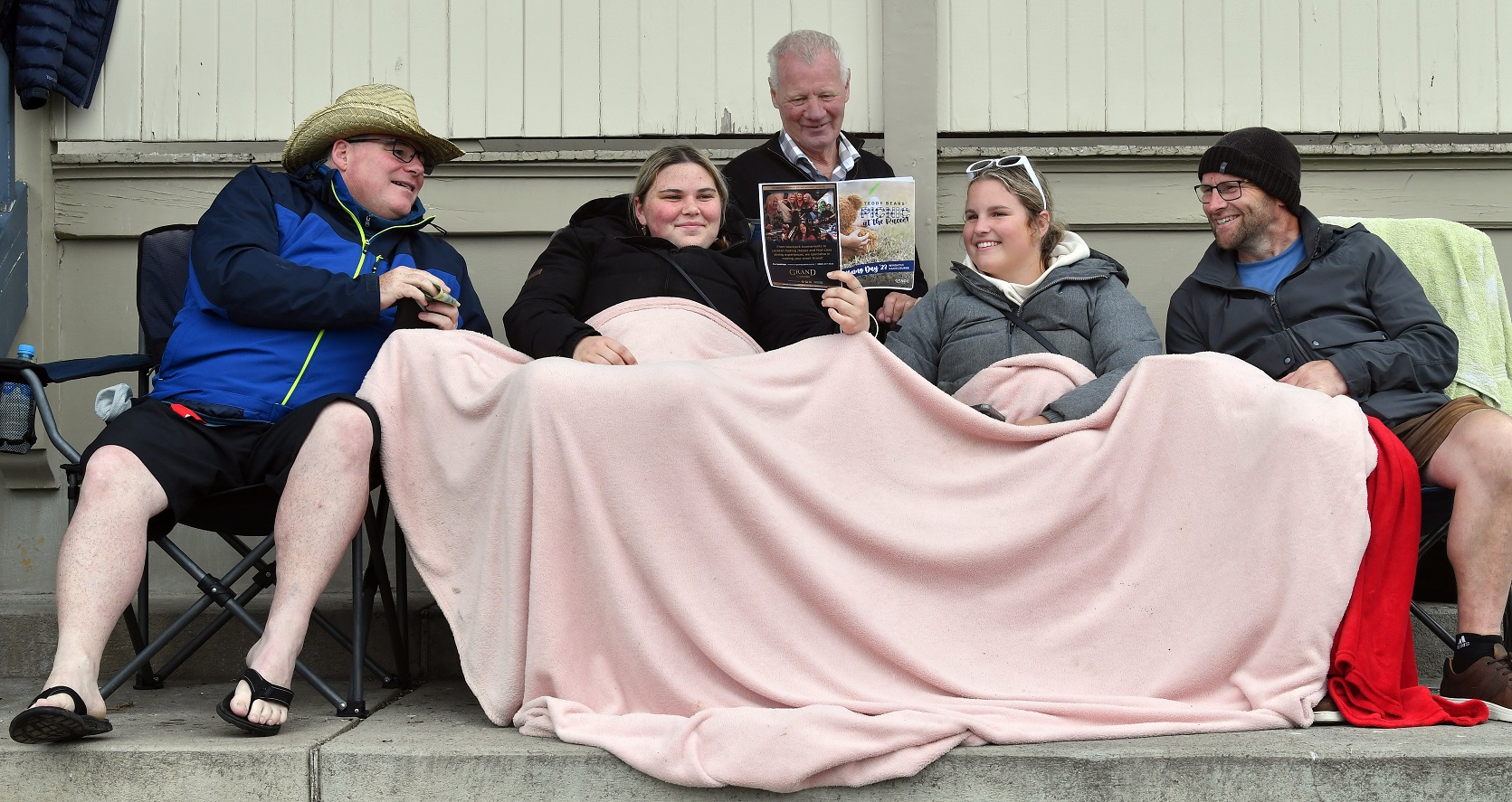 Wrapped up to enjoy a cold Boxing Day at the Wingatui Racecourse are Dunedin family (from left)...