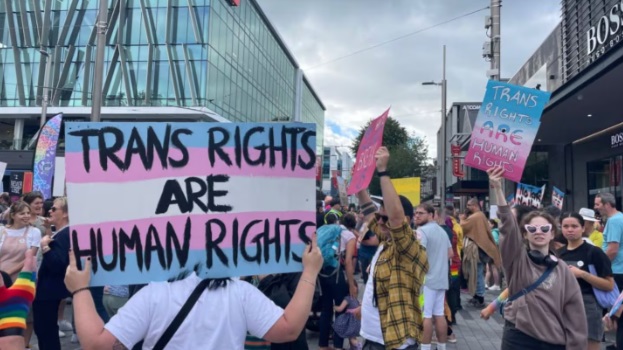 A demonstration in support of transgender rights in central Christchurch. Photo: NZ Herald