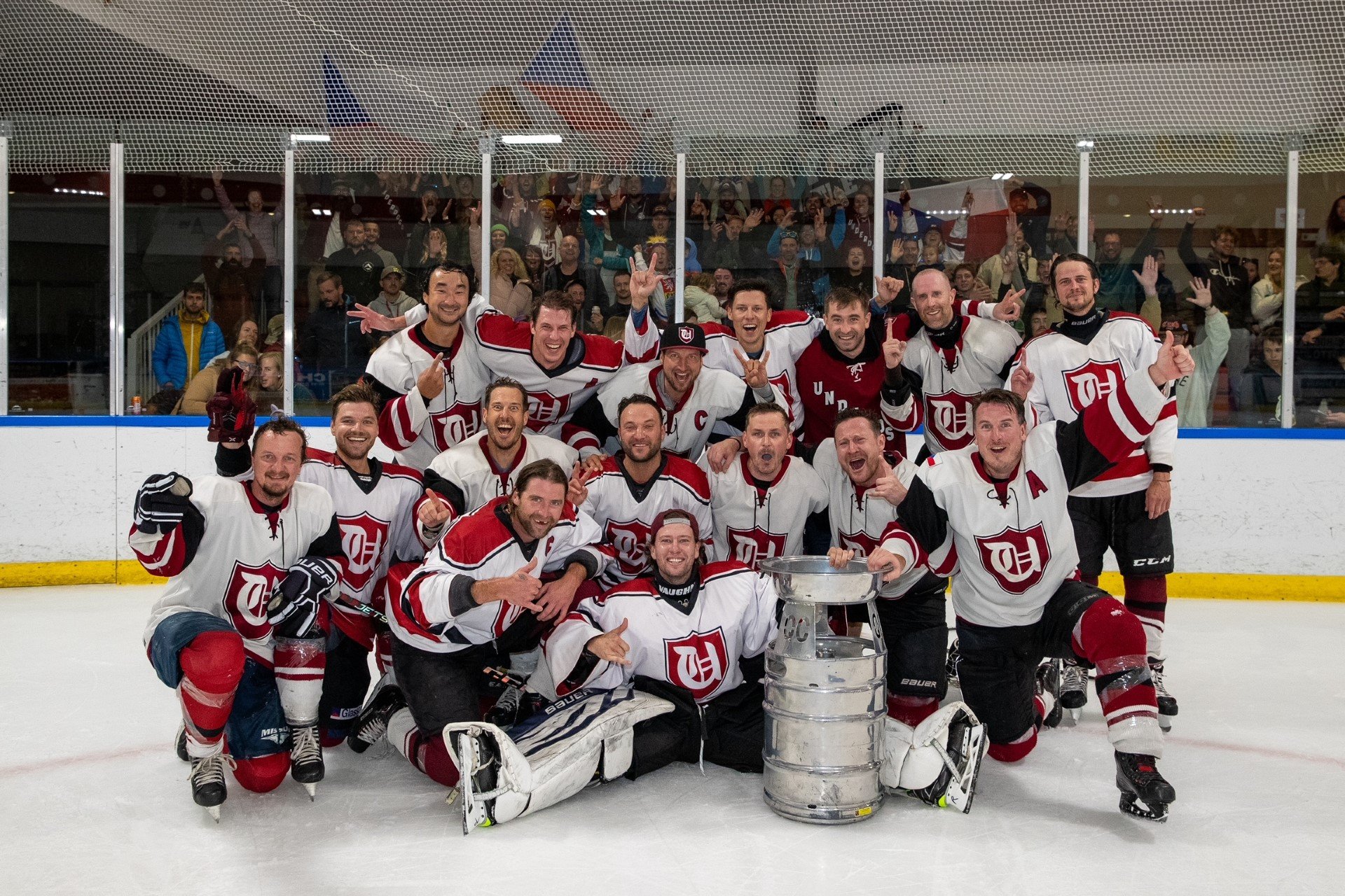 The HC Underdogs ice hockey team pictured with the Queenstown Cup after winning the A-grade final...