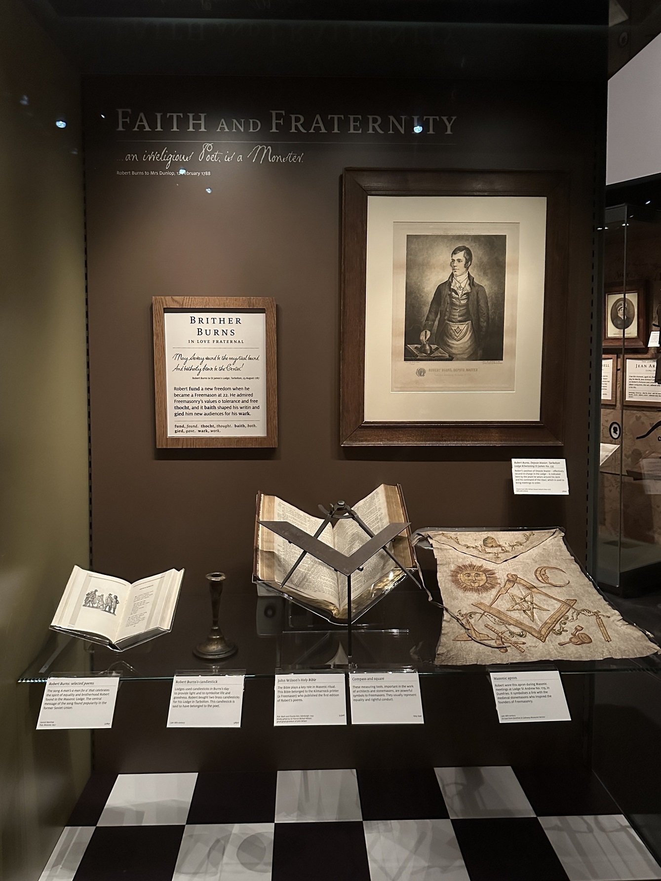 Religious and Masonic items owned by Burns at the museum.