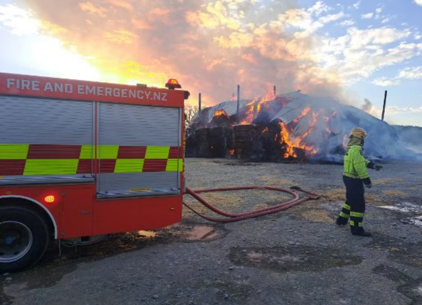 A hay shed burned to the ground in Mid Canterbury’s biggest blaze for seven years on Friday....