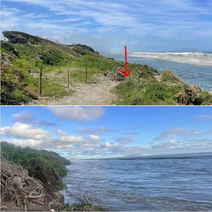 The image with the red arrow points to a fence which can be seen in the second photo, dragged...