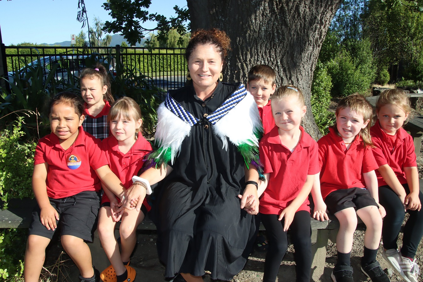 East Gore School new entrants (from left) Unity Taitoko Nahu-Tuhakaraina, Awatea Turipa, Lilly...