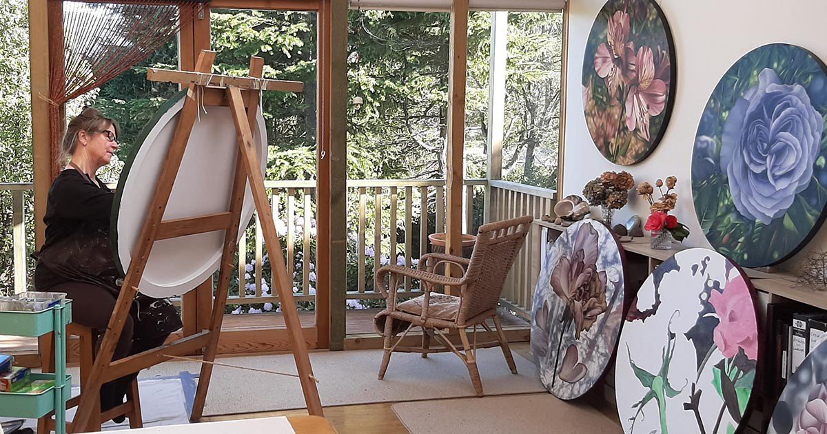 Dunedin-based artist Rod Eales paints in her studio. Photo: supplied