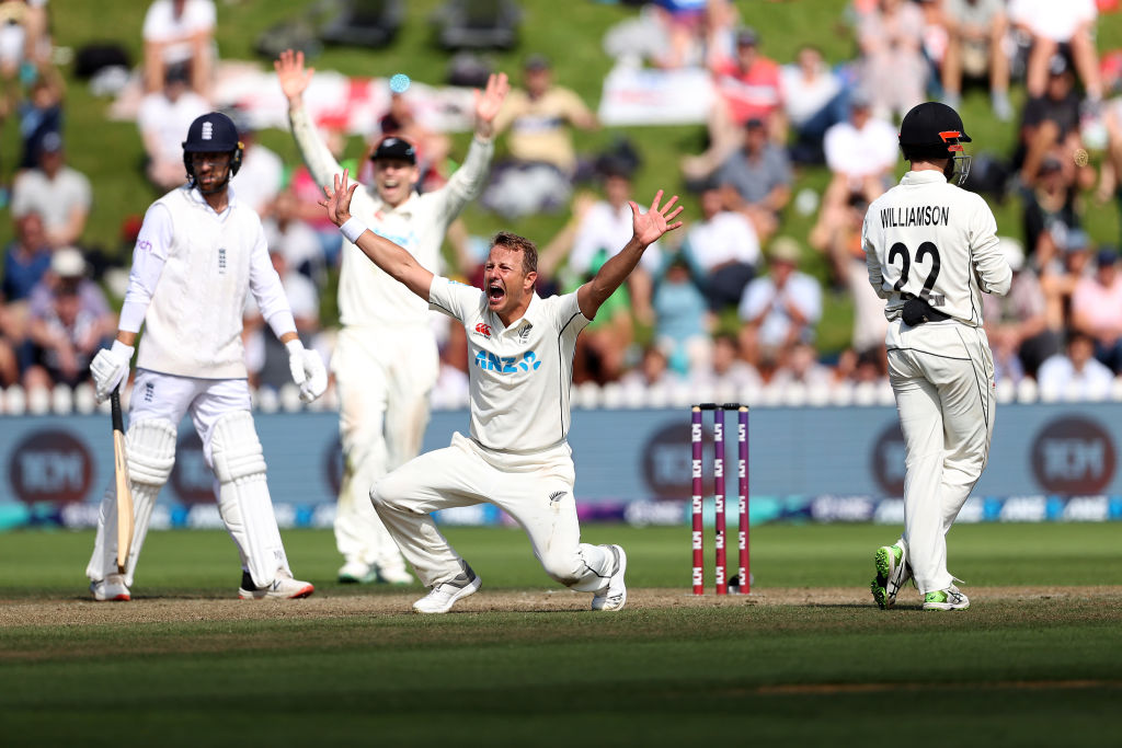 Neil Wagner appeals during day five of the second test against England in Wellington in February last year. Photo: Getty 