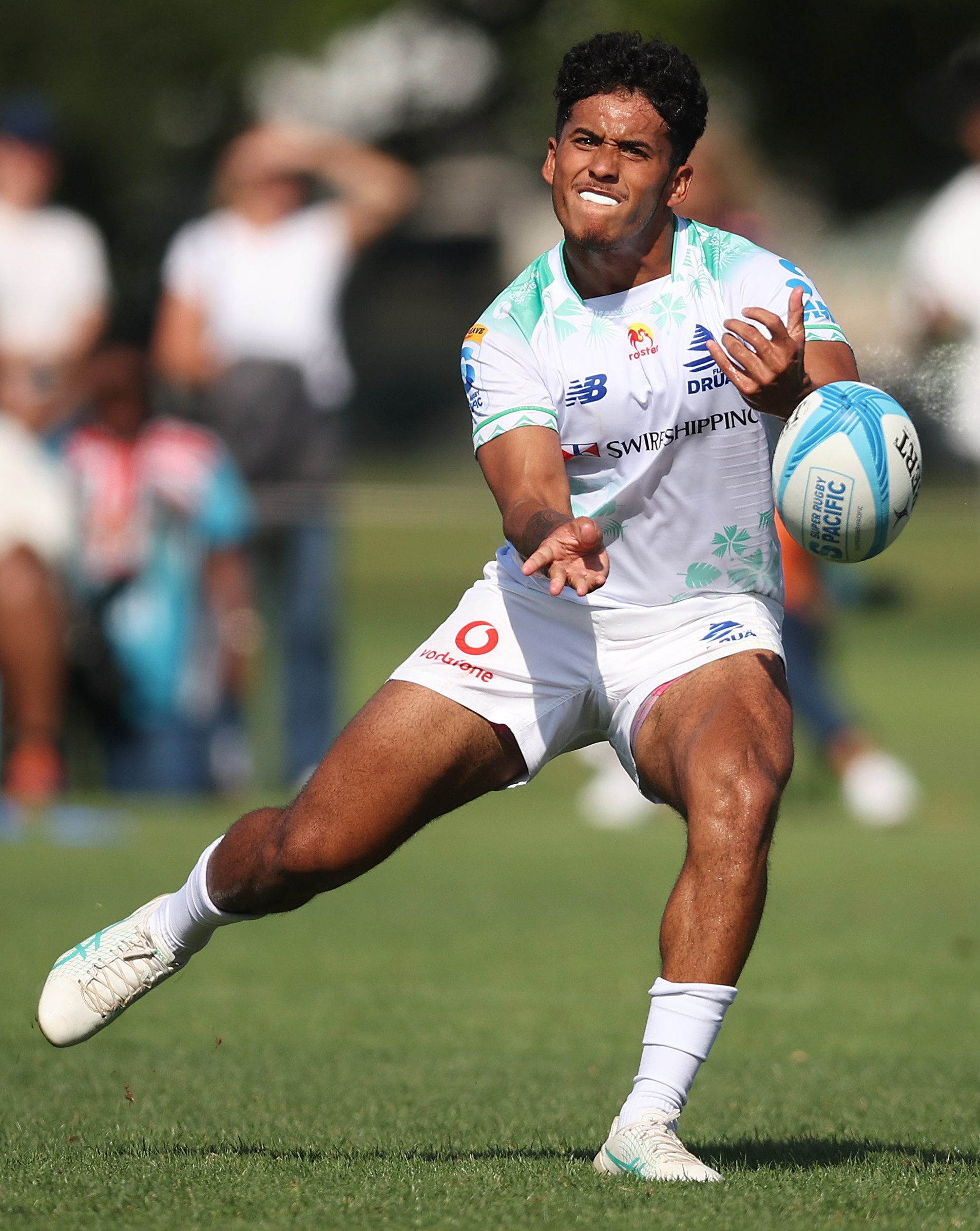 Isaiah Armstrong-Ravula fires out a pass during the Fijian Drua’s preseason game against the...