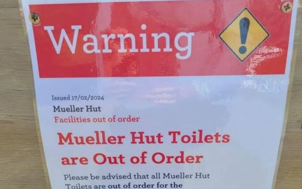 The DOC sign showing the out of order toilet. Photo: Supplied