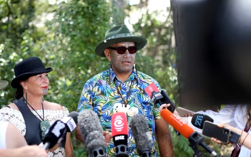 Te Pāti Māori co-leaders Debbie Ngarewa-Packer and Rawiri Waititi spoke to media at Waitangi....