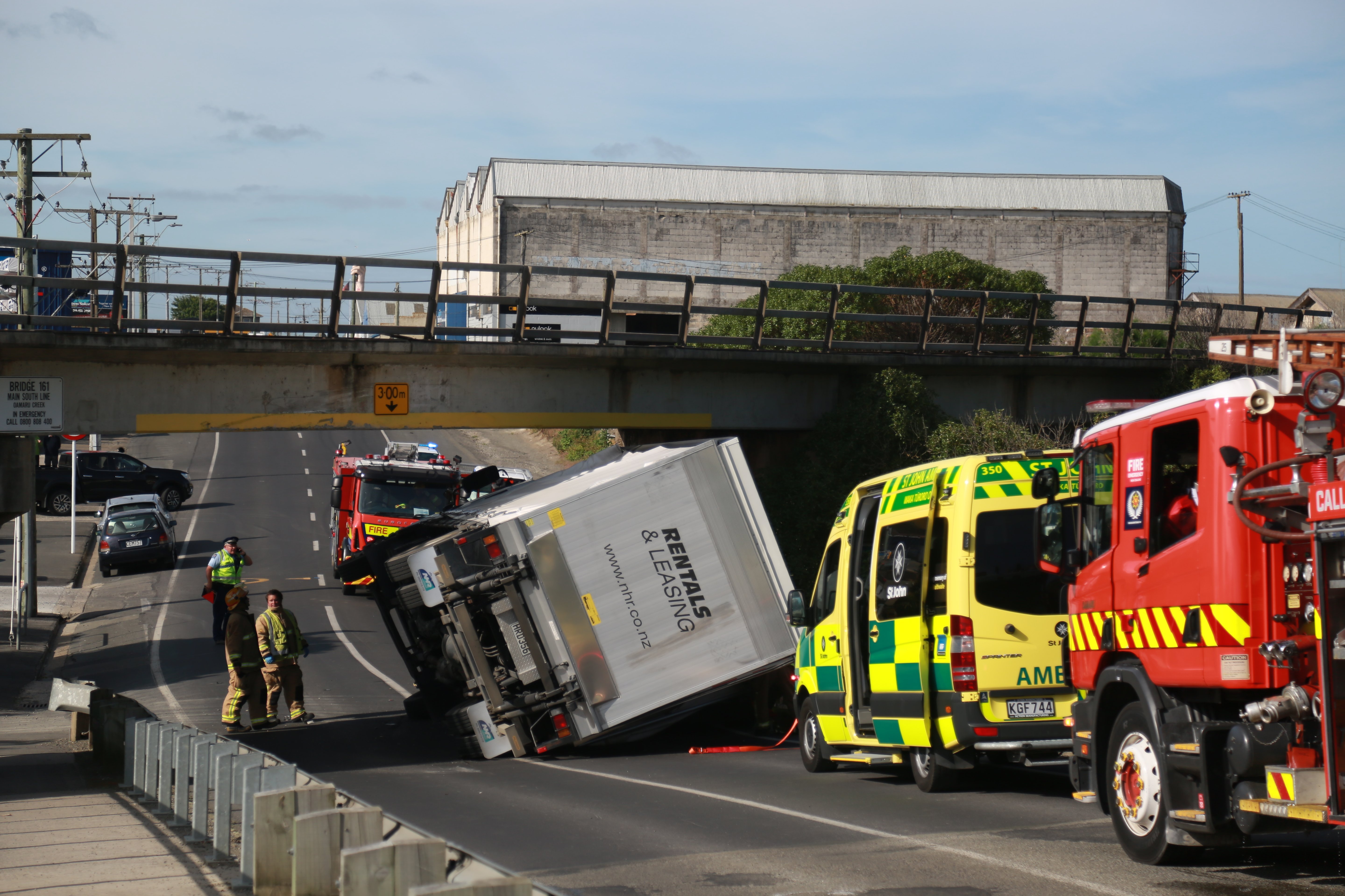 A truck crushed a car after crashing into Oamaru’s Humber St bridge in November 2020. PHOTO:...