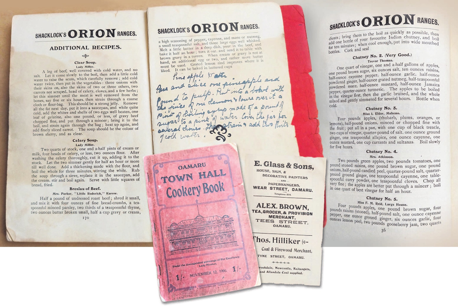 The cover and recipes from the Oamaru Town Hall Cookery Book. Photos: Waitaki Museum