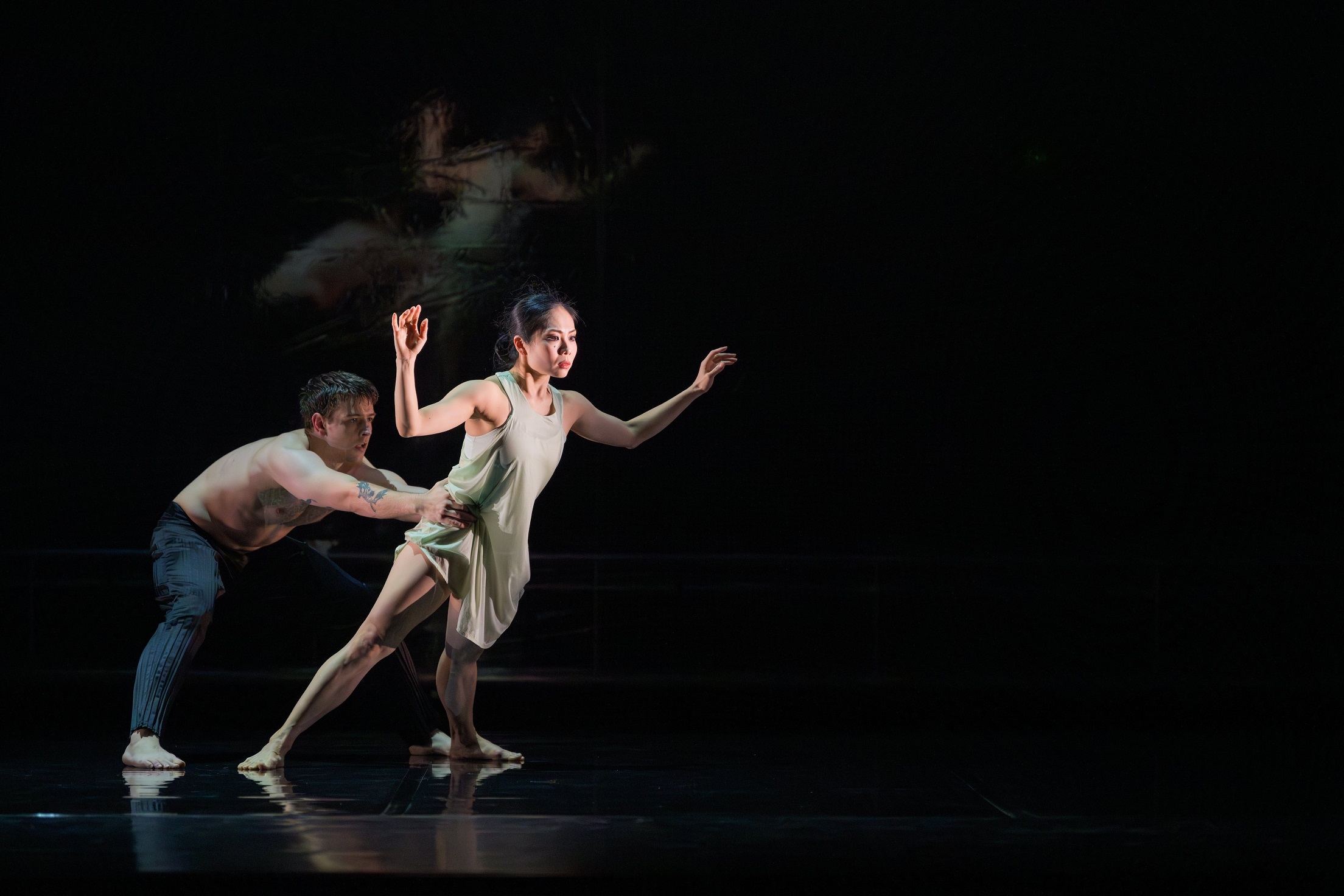 Royal New Zealand ballet dancers Mayu Tanigaito and Levi Teachout perform in Clay by  Alice Topp....