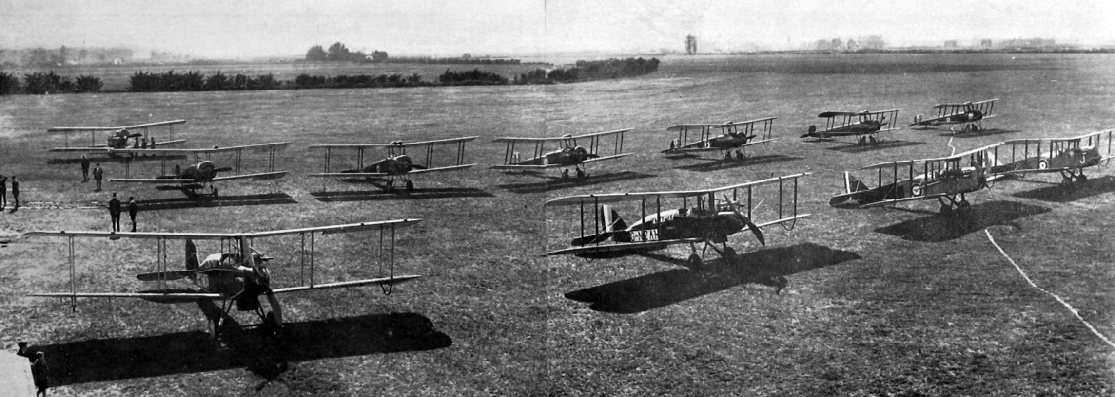 Aircraft lined up for inspection at Wigram Aerodrome, Christchurch. — Otago Witness 4.3.1924