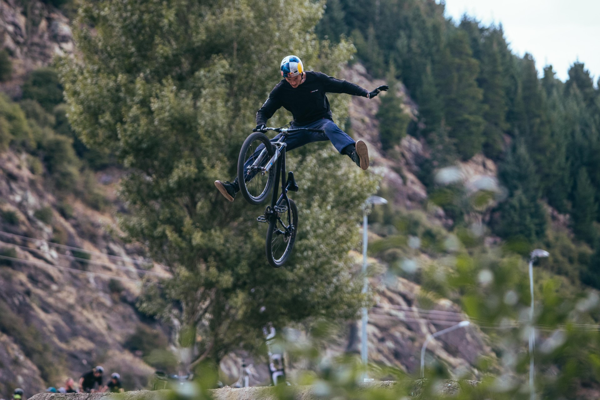 World-class: Poland’s Dawid Godziek pictured in full flight at Queenstown’s Gorge Rd jump park...