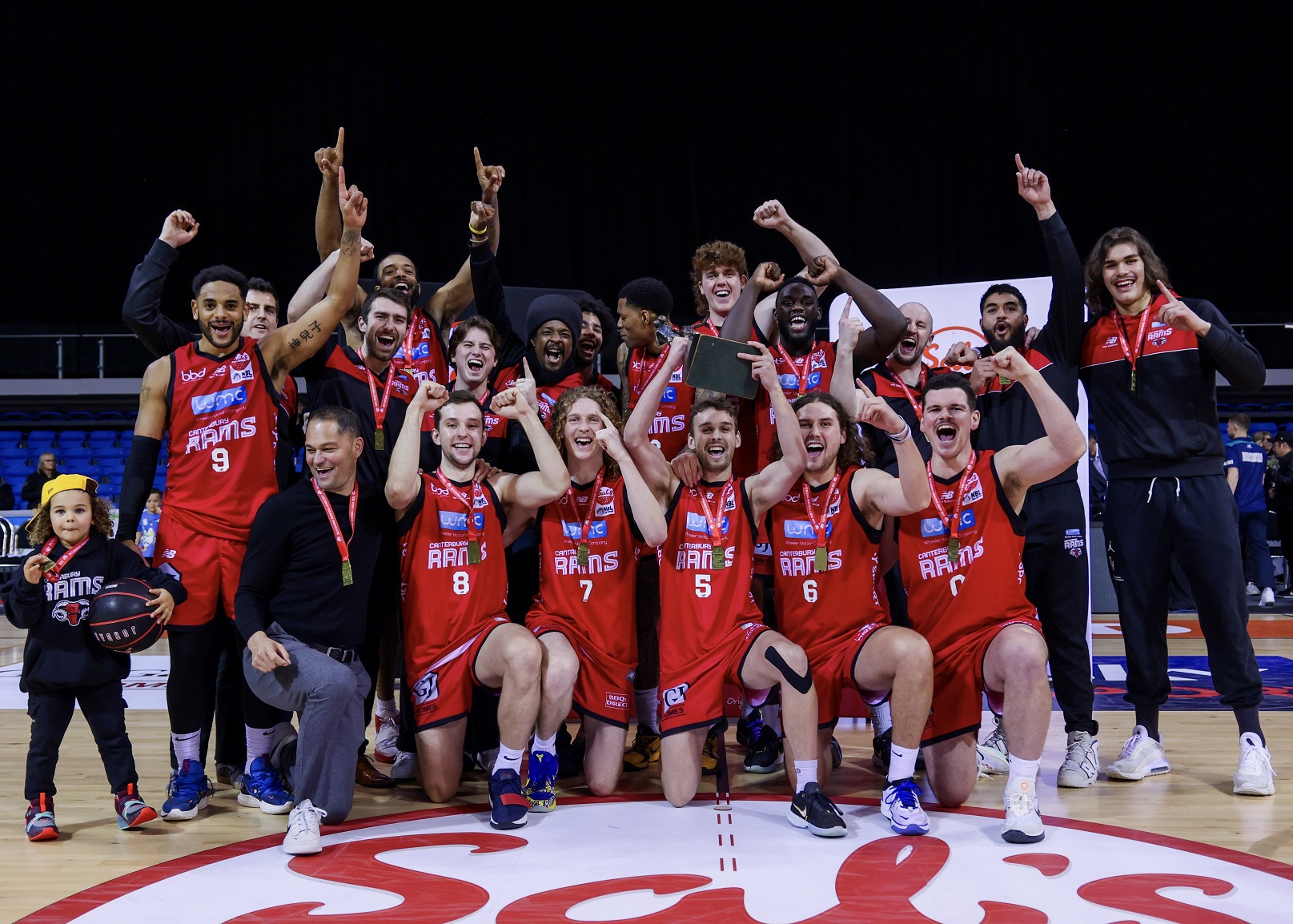 The Canterbury Rams celebrate winning the 2023 National Basketball League title. Photo: supplied