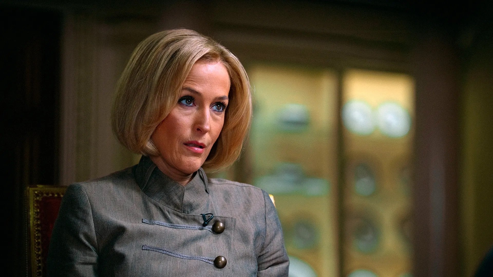 Gillian Anderson plays broadcaster Emily Maitlas in Scoop.