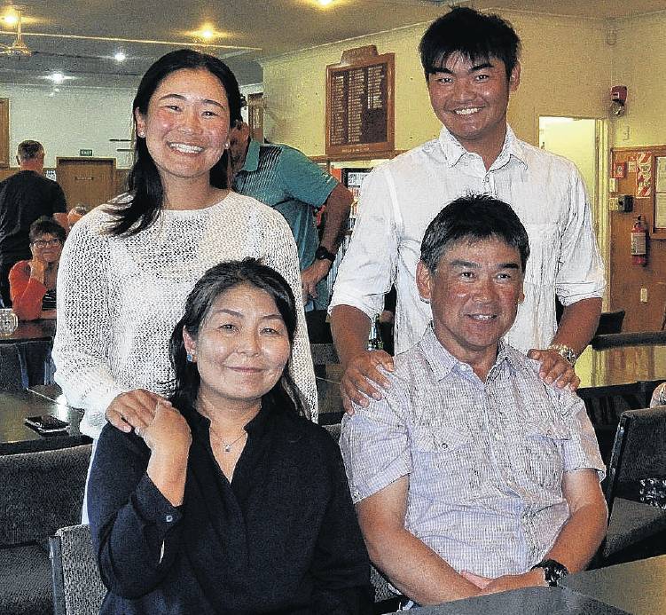 Momoka and Kazuma Kobori, with their parents Ryo (front right) and Junko, at the Rangiora Golf...