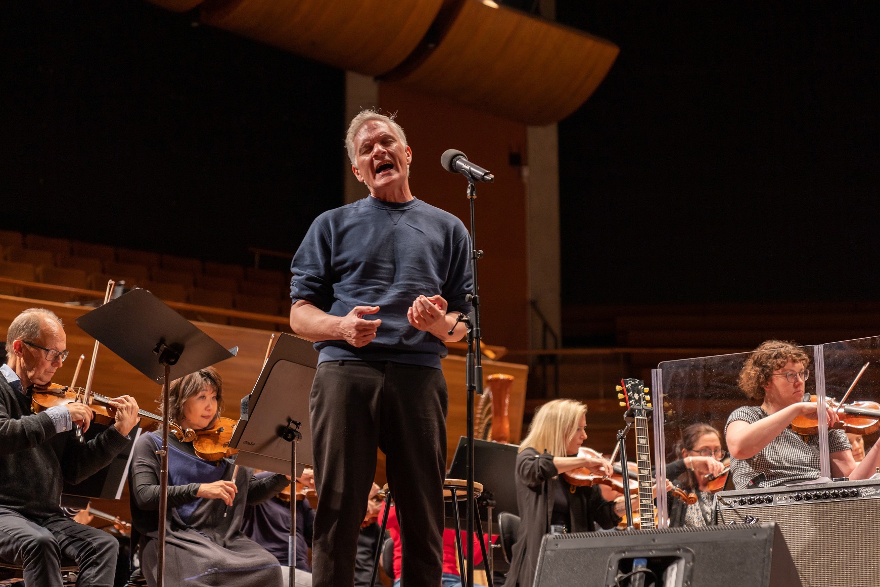 Shayne Carter rehearses with the New Zealand Symphony Orchestra. Photo: supplied