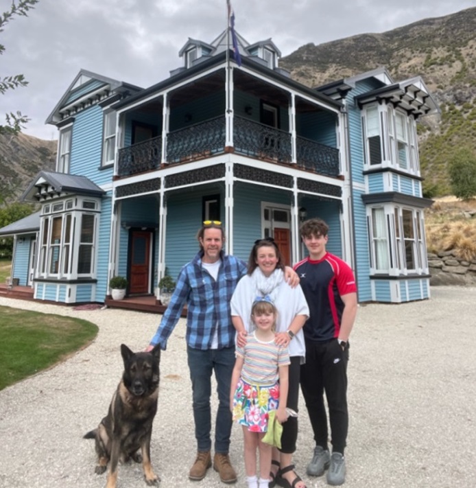 The Timmermans-Delves outside their new home. Photo: Supplied