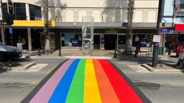 Gisborne’s rainbow pedestrian crossing has been restored. File photo 