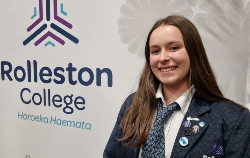 Rolleston College Head Student Mackenzie Wills cried as she told Education Ministry staff of...