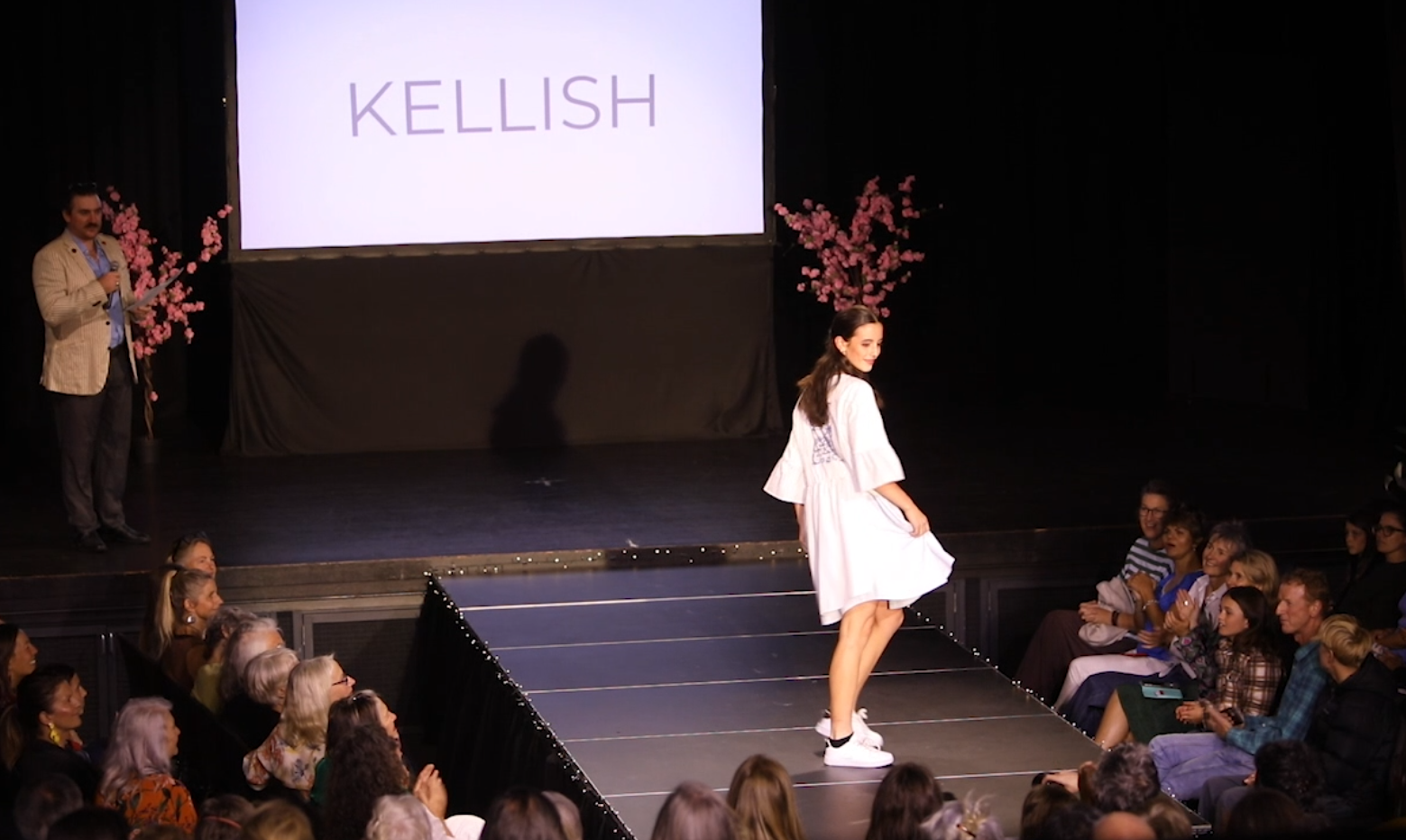 A model struts the catwalk at the Wastebusters' Refashion show, held last Thursday night at Lake...