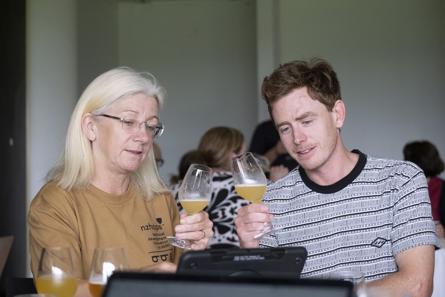 Dan Thomas learns off master brewer Tracy Banner, of Sprig + Fern, who has 40 plus years of...