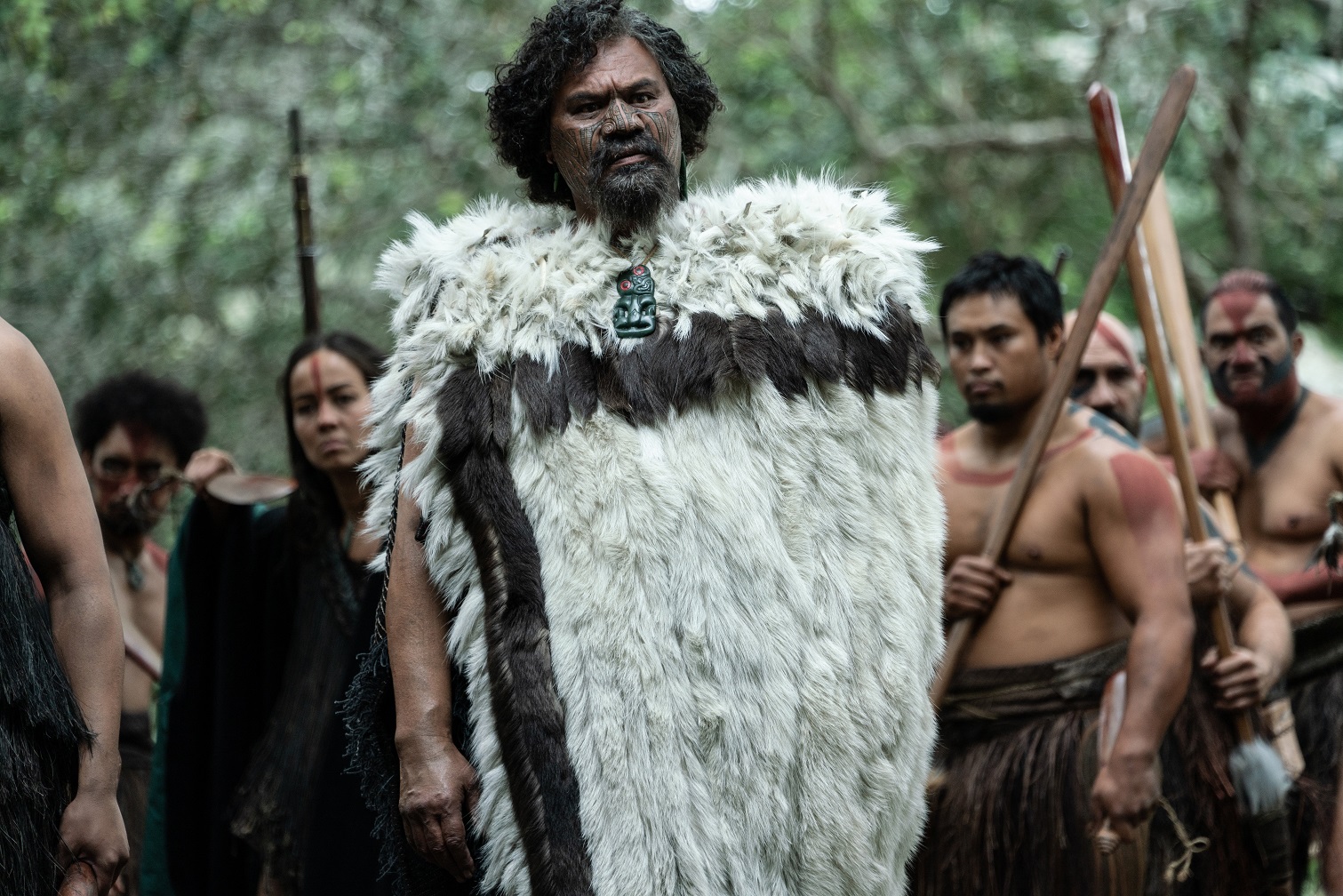 Akatārewa (Lawrence Makoare) leads the attack on Rangimai's village. Photo: Kirsty Griffin