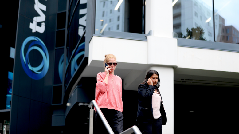 Staff at TVNZ's Auckland office this morning. Photo: RNZ 