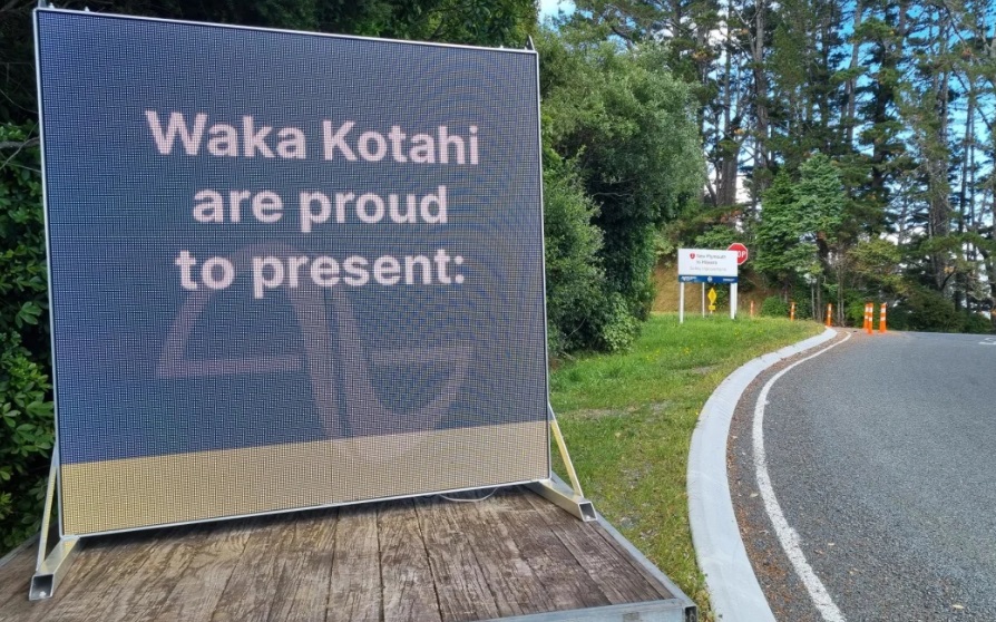 Mystery surrounds a tongue-in-cheek digital billboard placed by a New Plymouth intersection where...