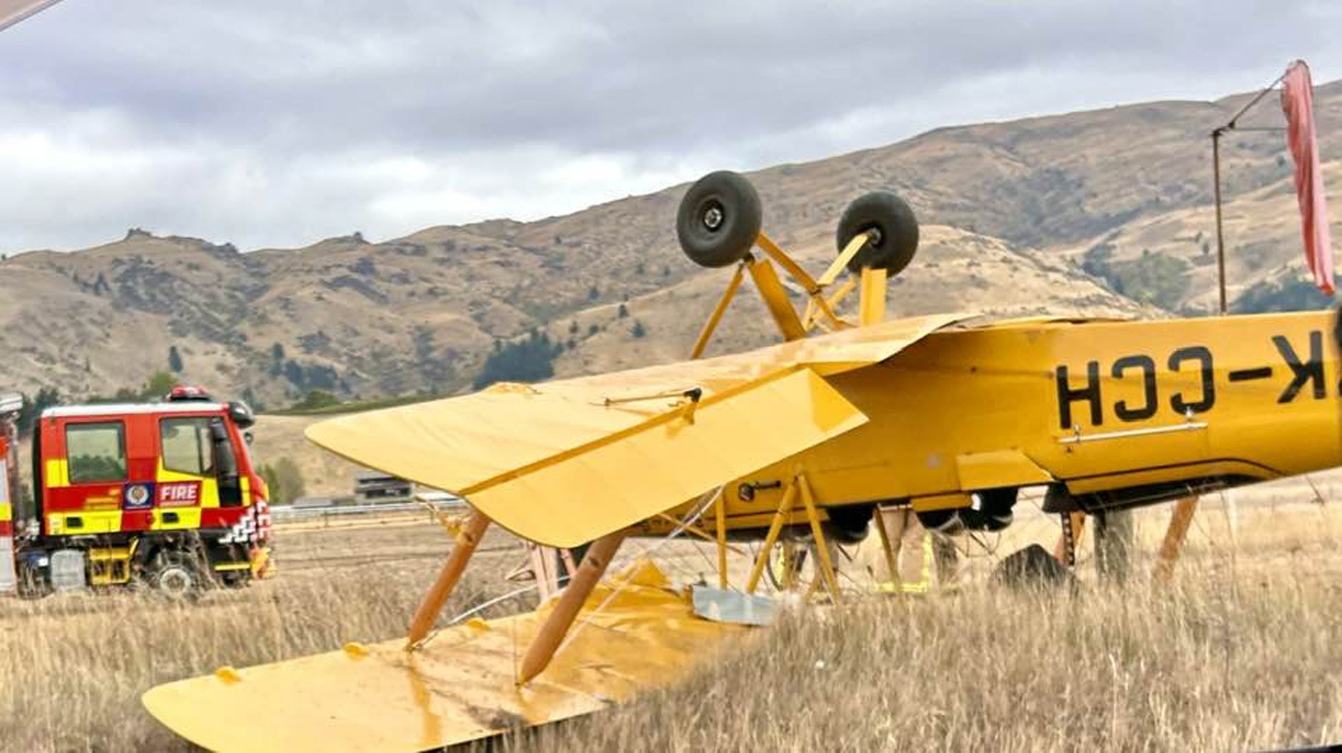 The Tiger Moth was damaged in the crash. PHOTO CAMERON SCOTT/FACEBOOK