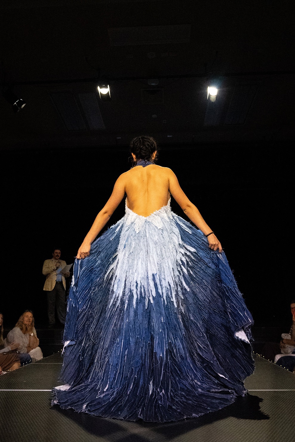 Designer Maria Fadden created this Cinderella gown from denim scraps. Photos: Orla O'Muiri