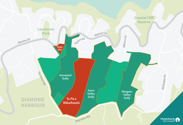 This graphic shows the proposed sections for sale in red to Fire and Emergency New Zealand for a...
